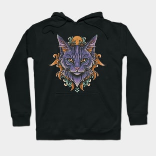 Gothic Cat Illustration Tattoo Hoodie